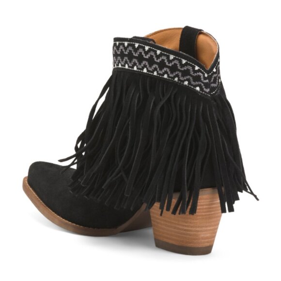 DINGO Made In Mexico Suede Fringe Tapadero Booties - Picture 2 of 3